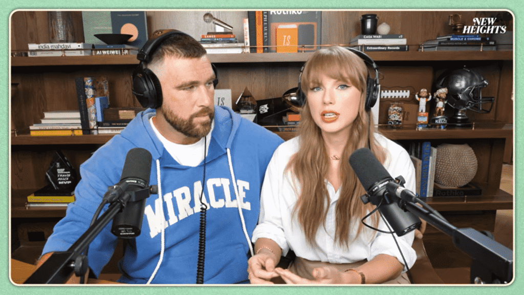 Taylor Swift revealing new album The Life of a Showgirl on New Heights podcast