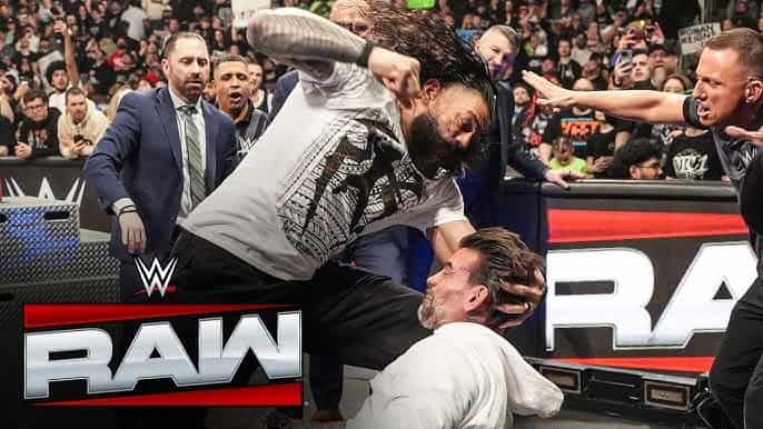 Roman Reigns attacks CM Punk on WWE Raw March 23 2026 Boston TD Garden
