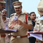 Police at crime scene where 11-year-old boy found dead in blue drum, Satna MP