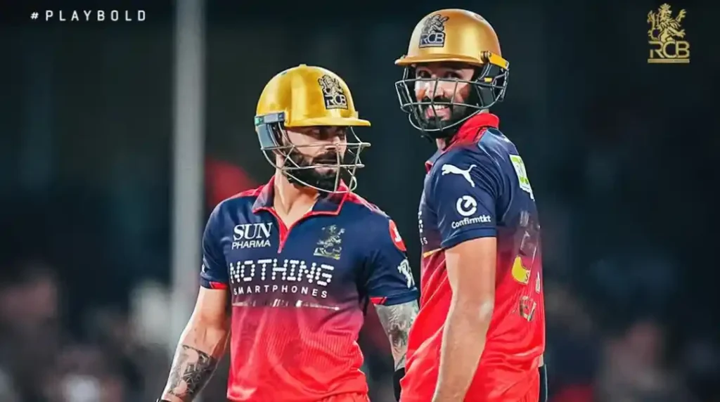 Virat Kohli with another Royal Challengers Bengaluru player during an IPL match.
