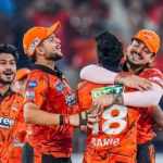 Sunrisers Hyderabad players celebrate wicket against Rajasthan Royals in IPL 2026 match.