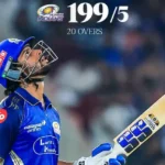 Tilak Varma celebrates after scoring a century for Mumbai Indians against Gujarat Titans in IPL 2026.