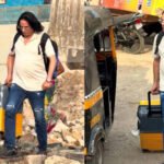 Rahul Roy carrying heavy suitcase on Mumbai Versova streets