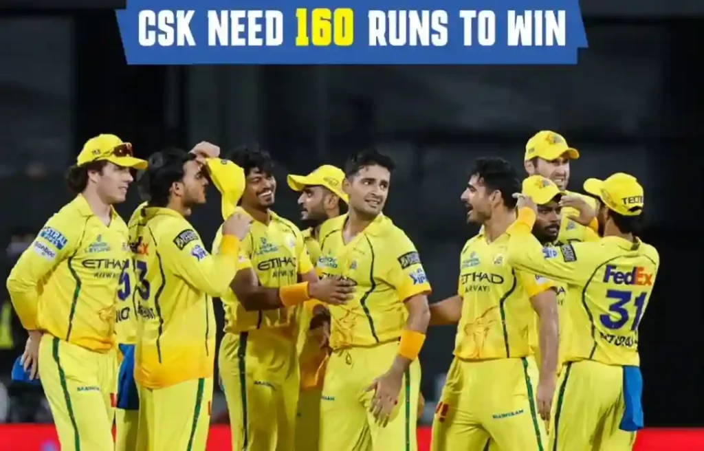 Chennai Super Kings players celebrating during the IPL 2026 match against Mumbai Indians at Chepauk.