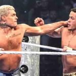 Cody Rhodes delivers a punch to Ricky Saints during their match on WWE SmackDown in Tulsa.