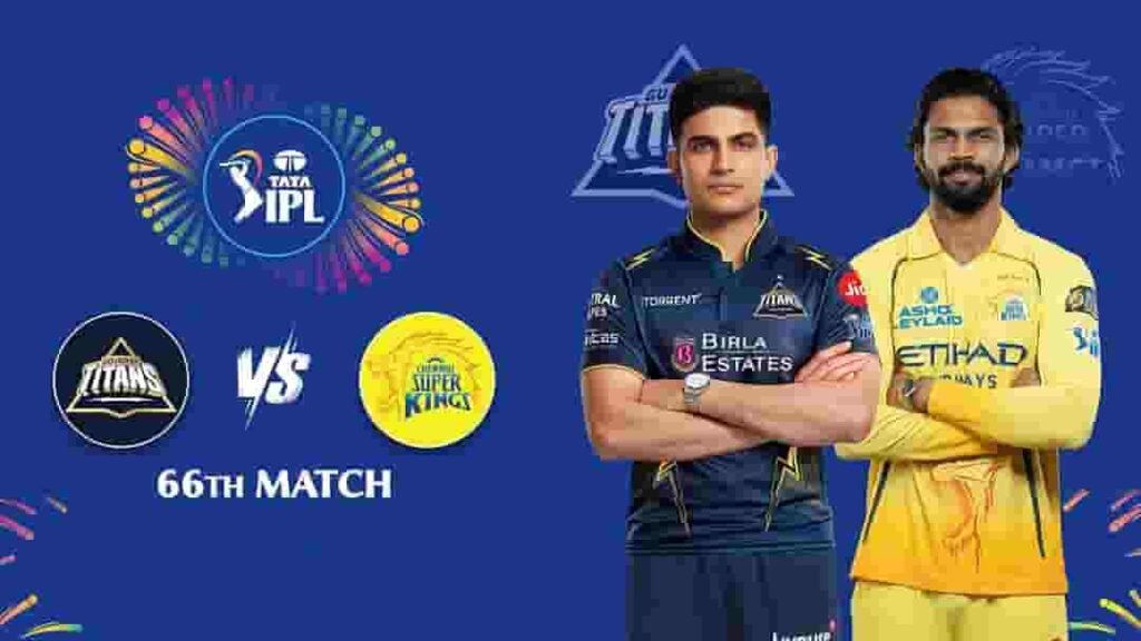 Gujarat Titans and Chennai Super Kings captains pose for the 66th match of IPL 2026.