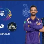 Promotional image for the IPL 2026 60th match between Kolkata Knight Riders and Gujarat Titans.