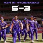 Kolkata Knight Riders players walk on the field in Hyderabad during IPL action.