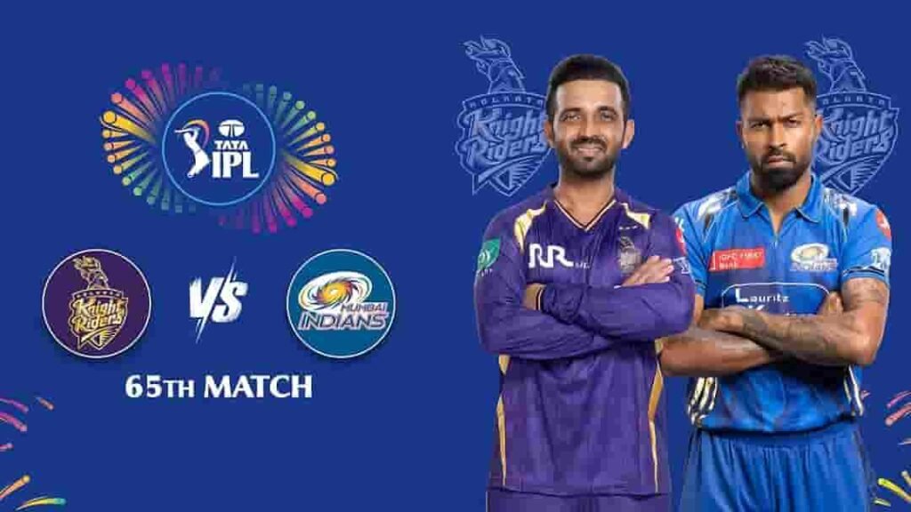 Kolkata Knight Riders and Mumbai Indians face off in the 65th match of IPL 2026.