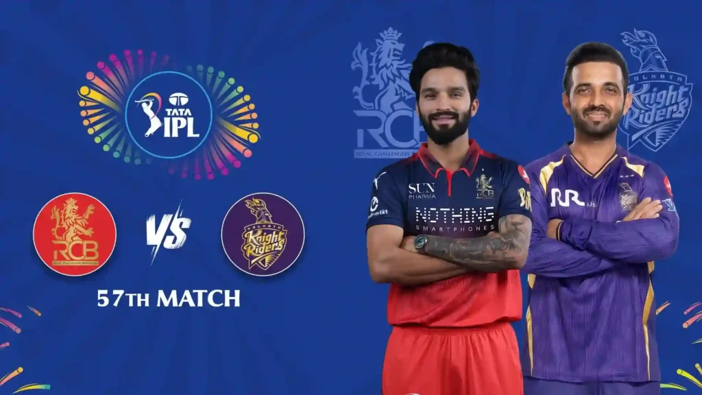 RCB and KKR players stand ahead of the IPL 2026 57th match.