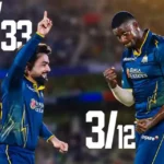 Gujarat Titans players celebrating after a wicket during the IPL 2026 match against Rajasthan Royals.