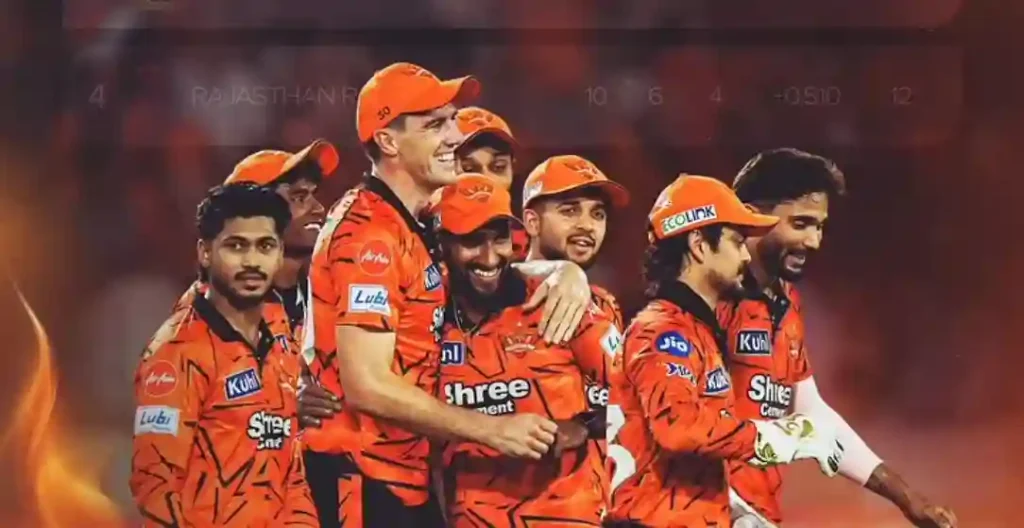 Sunrisers Hyderabad players celebrating during an IPL match.