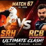 Sunrisers Hyderabad vs Royal Challengers Bengaluru Match 67 IPL 2026 promotional poster.