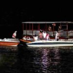 Rescue teams conducting search operations for missing passengers after a cruise boat capsized in Bargi Dam, Jabalpur.