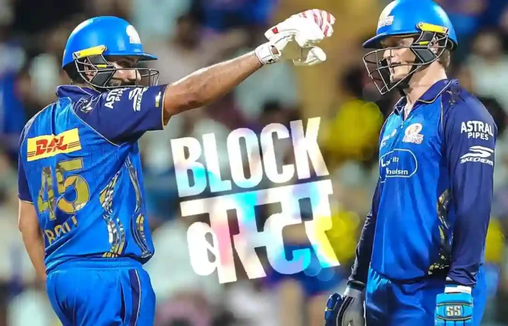 Rohit Sharma and Ryan Rickelton celebrating after Mumbai Indians' victory over Lucknow Super Giants in IPL 2026.