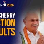 Puducherry Chief Minister N. Rangasamy and political leaders following the 2026 assembly election victory.