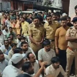 Police and villagers gathered after the Bhor child assault and murder case in Pune.